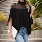 Tunika med mock neck och meshdetaljer för dam-Tops for women-Fjallbarn