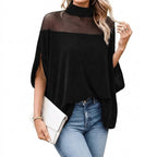 Tunika med mock neck och meshdetaljer för dam-Tops for women-Fjallbarn