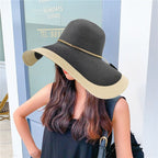 Tvåfärgad solhatt för dam med brett brätte och kedja-Accessories for Women-Fjallbarn
