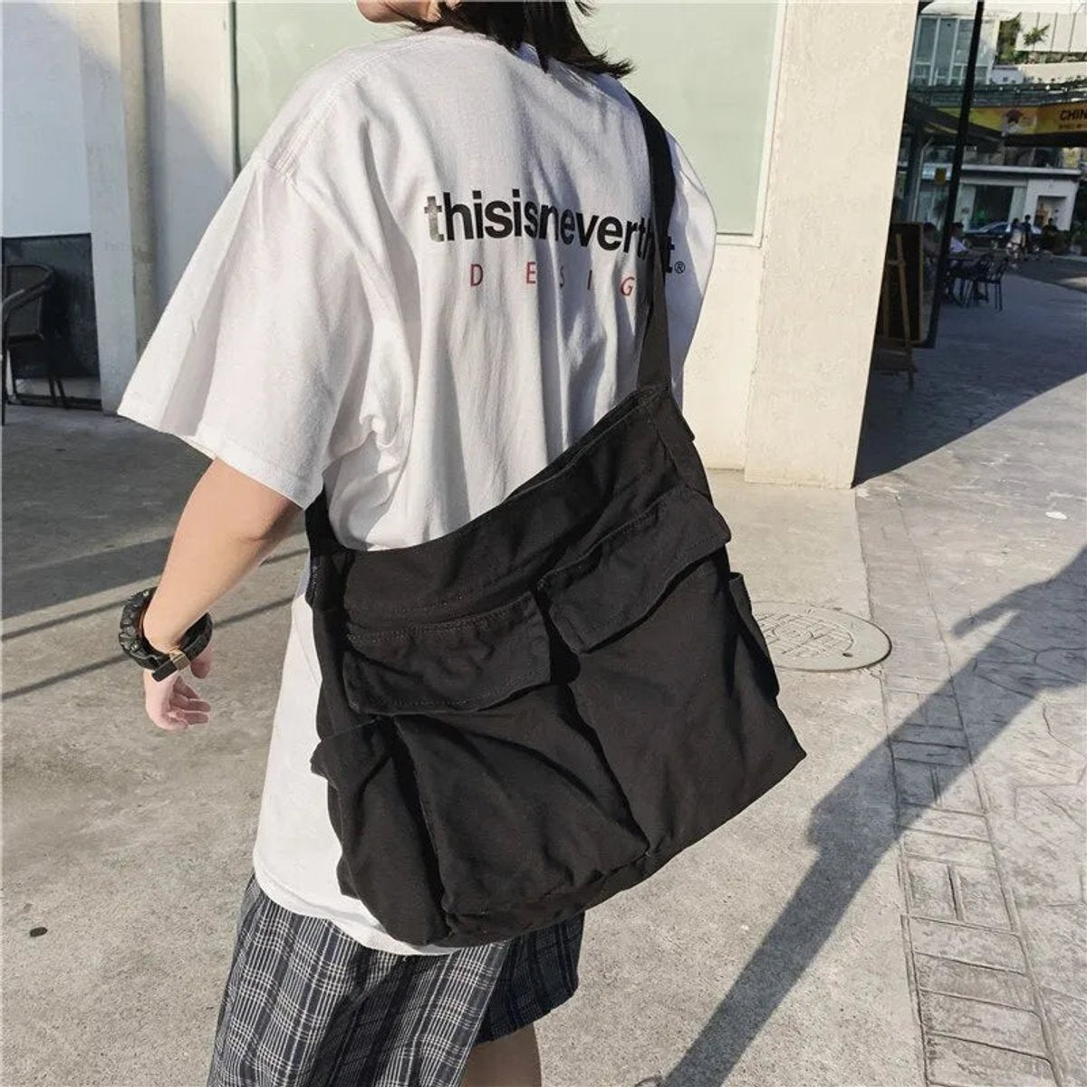 Unisex axelremsväska i canvas-Accessories for Women-Fjallbarn