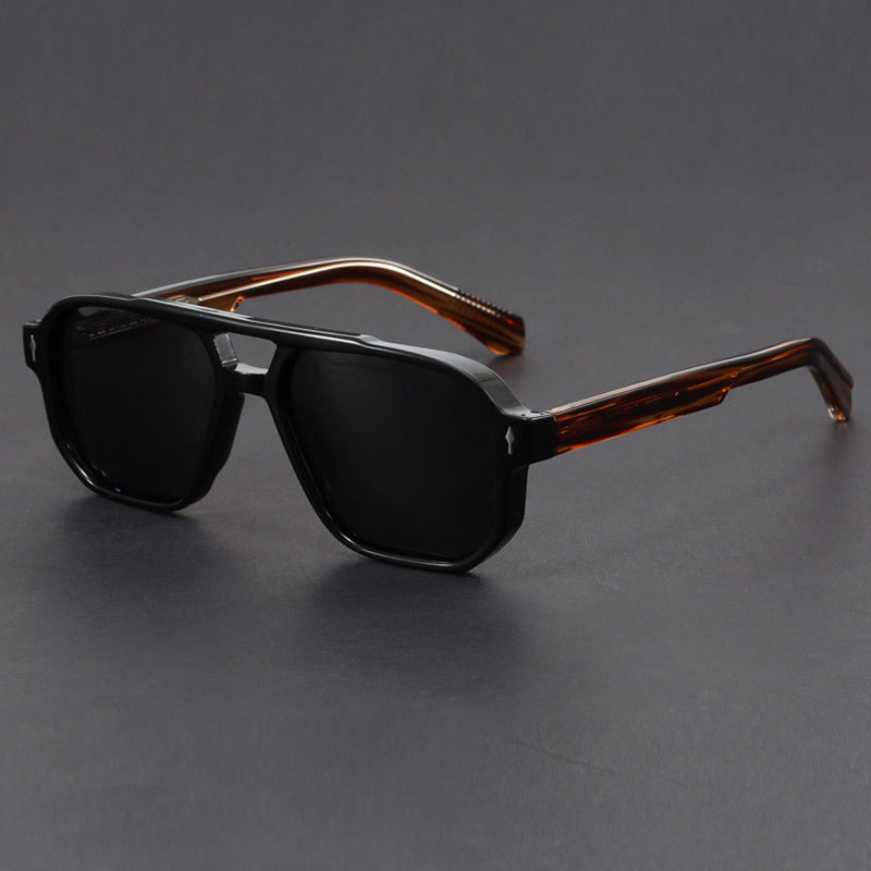 Unisex fyrkantiga solglasögon med dubbelbrygga-Glasses unisex-Fjallbarn