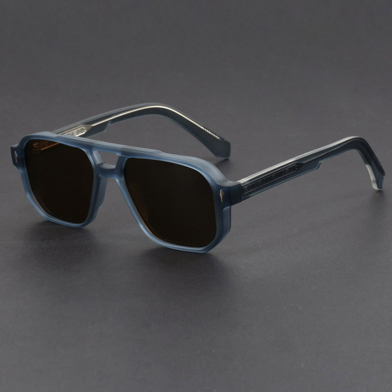 Unisex fyrkantiga solglasögon med dubbelbrygga-Glasses unisex-Fjallbarn