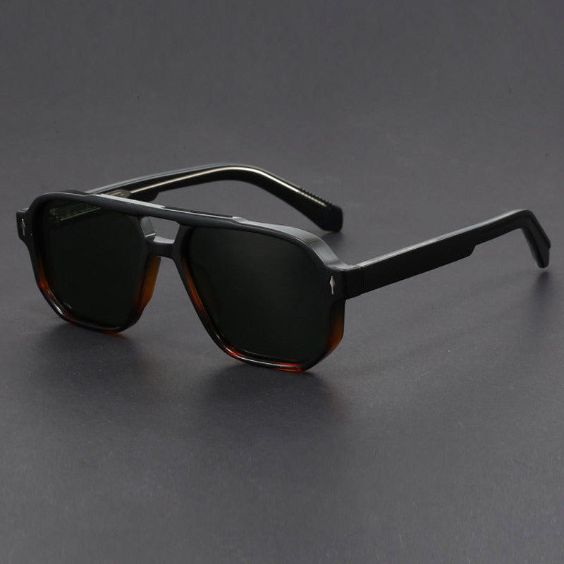 Unisex fyrkantiga solglasögon med dubbelbrygga-Glasses unisex-Fjallbarn