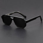 Unisex fyrkantiga solglasögon med dubbelbrygga-Glasses unisex-Fjallbarn