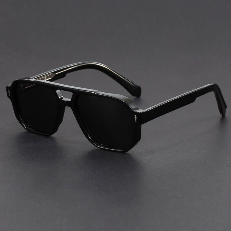 Unisex fyrkantiga solglasögon med dubbelbrygga-Glasses unisex-Fjallbarn