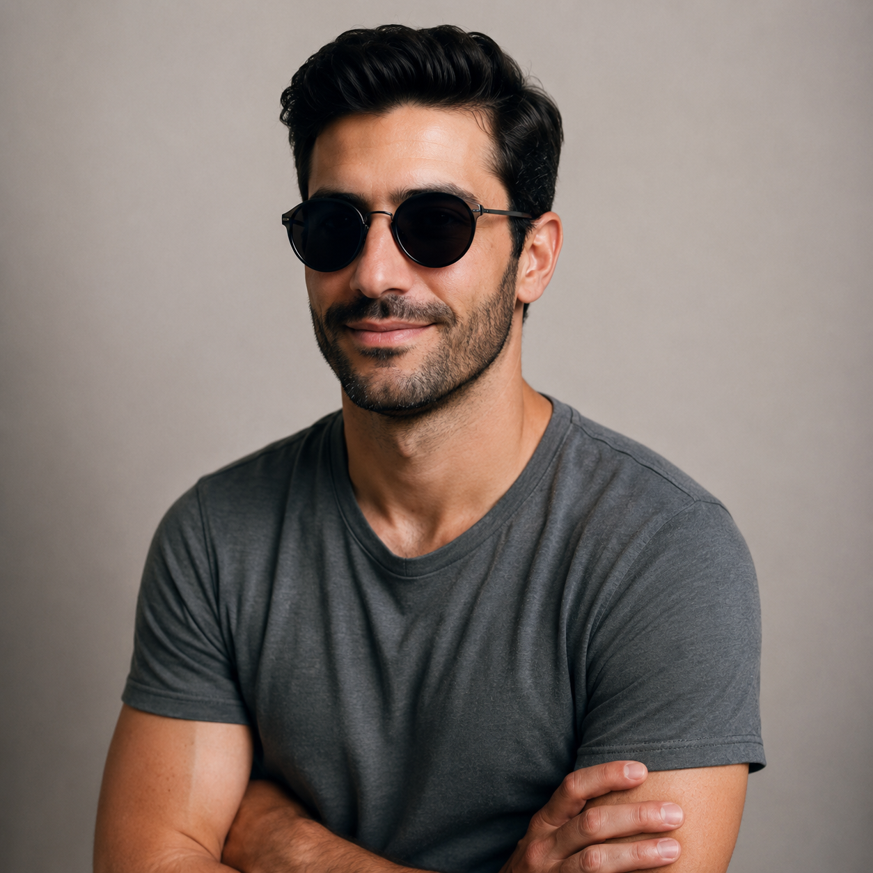 Unisex Runda solglasögon med tunna bågar-Glasses for men-Fjallbarn