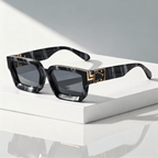 Unisex solglasögon med rektangulär båge och metalldetaljer-Sunglasses-Fjallbarn