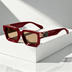 Unisex solglasögon med rektangulär båge och metalldetaljer-Sunglasses-Fjallbarn