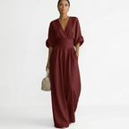 V-ringad jumpsuit med vida ben och midjeband för dam-Jumpsuits for women-Fjallbarn