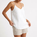 V-ringad linnetopp i linne för dam-Tops for women-Fjallbarn