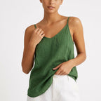 V-ringad linnetopp i linne för dam-Tops for women-Fjallbarn