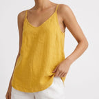 V-ringad linnetopp i linne för dam-Tops for women-Fjallbarn