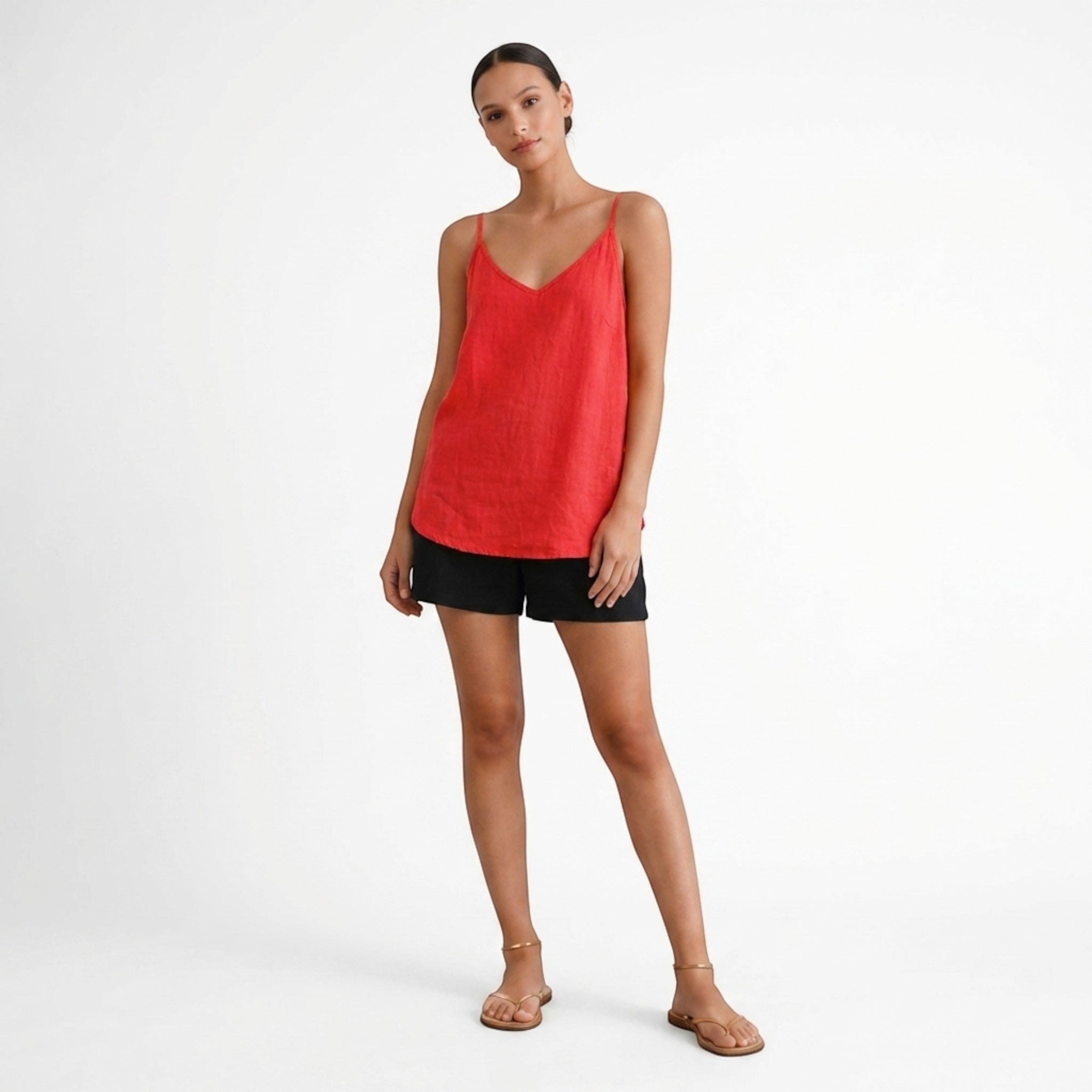 V-ringad linnetopp i linne för dam-Tops for women-Fjallbarn