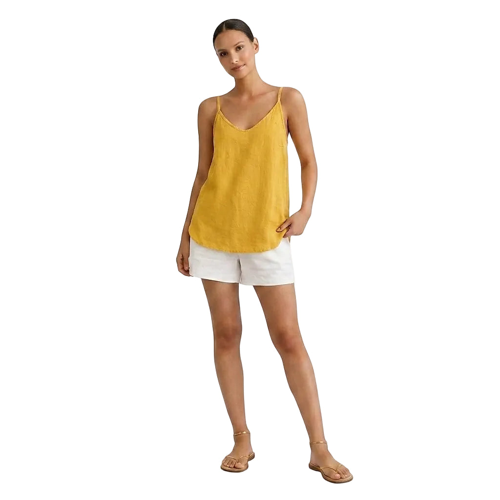V-ringad linnetopp i linne för dam-Tops for women-Fjallbarn