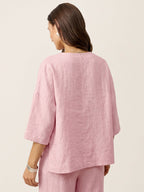 V-ringad linnetopp med lager-på-lager-fåll för dam-Tops for women-Fjallbarn