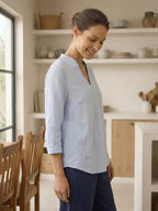V-ringad linnetunika för dam-Shirts for women-Fjallbarn