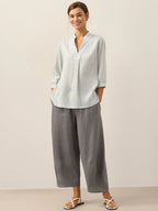 V-ringad linnetunika för dam-Shirts for women-Fjallbarn