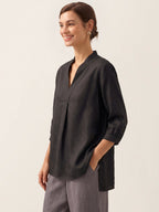 V-ringad linnetunika för dam-Shirts for women-Fjallbarn