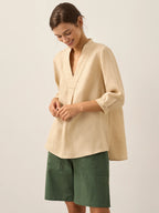V-ringad linnetunika för dam-Shirts for women-Fjallbarn
