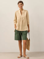 V-ringad linnetunika för dam-Shirts for women-Fjallbarn