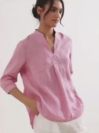 V-ringad linnetunika för dam-Shirts for women-Fjallbarn
