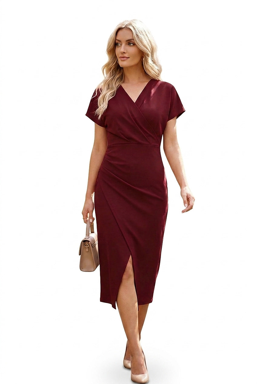 V-ringad omlottklänning i midilängd för dam-Midi Dress-Fjallbarn