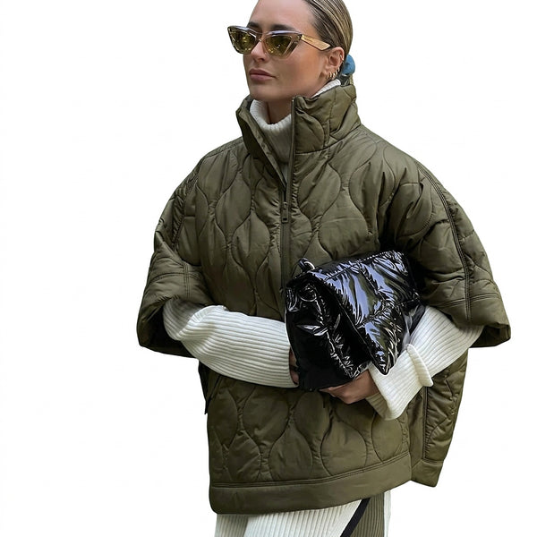Vadderad cape-jacka för dam med ståkrage-Jacket for women-Fjallbarn