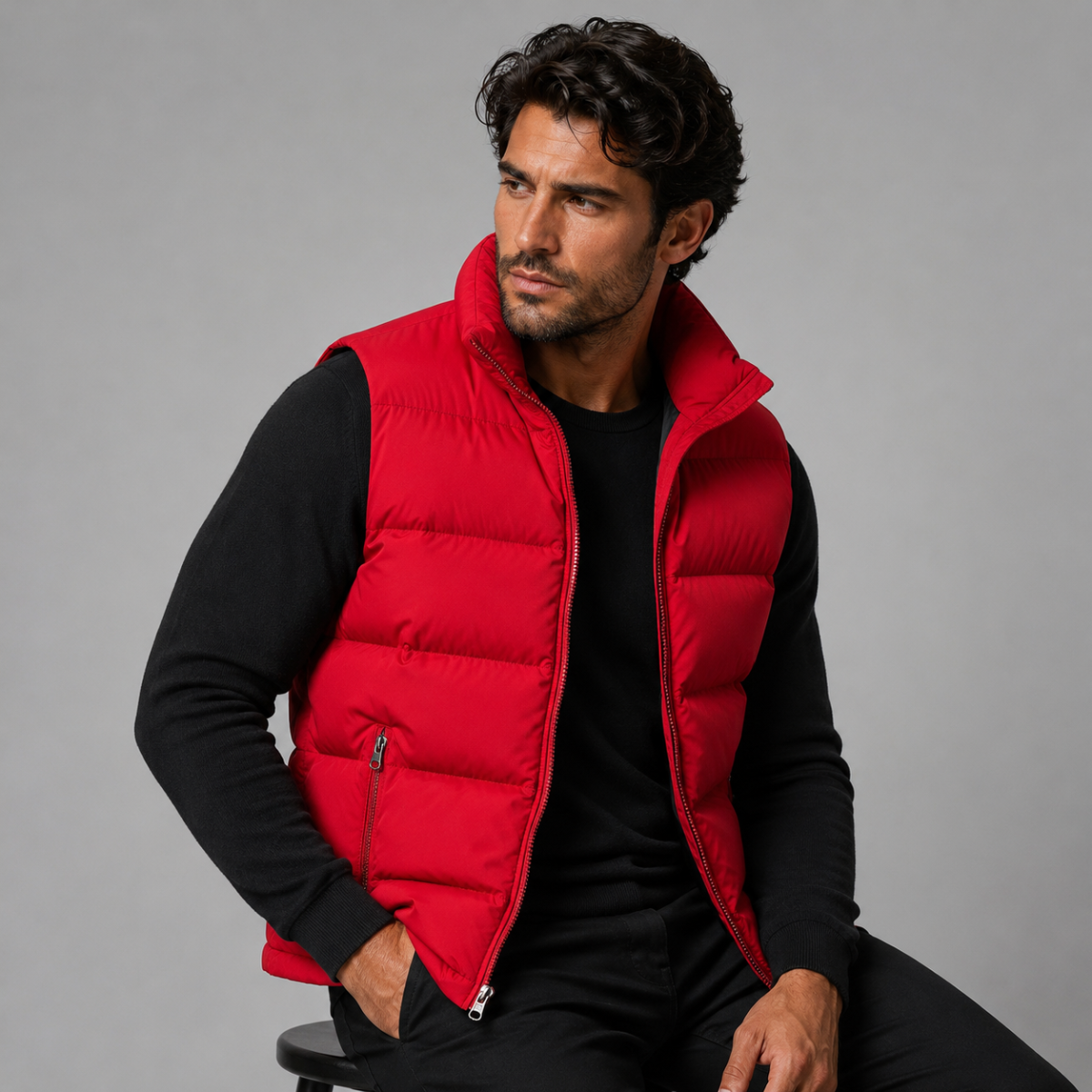 Vadderad puffer-väst för män med dragkedjefickor-Vests for men-Fjallbarn