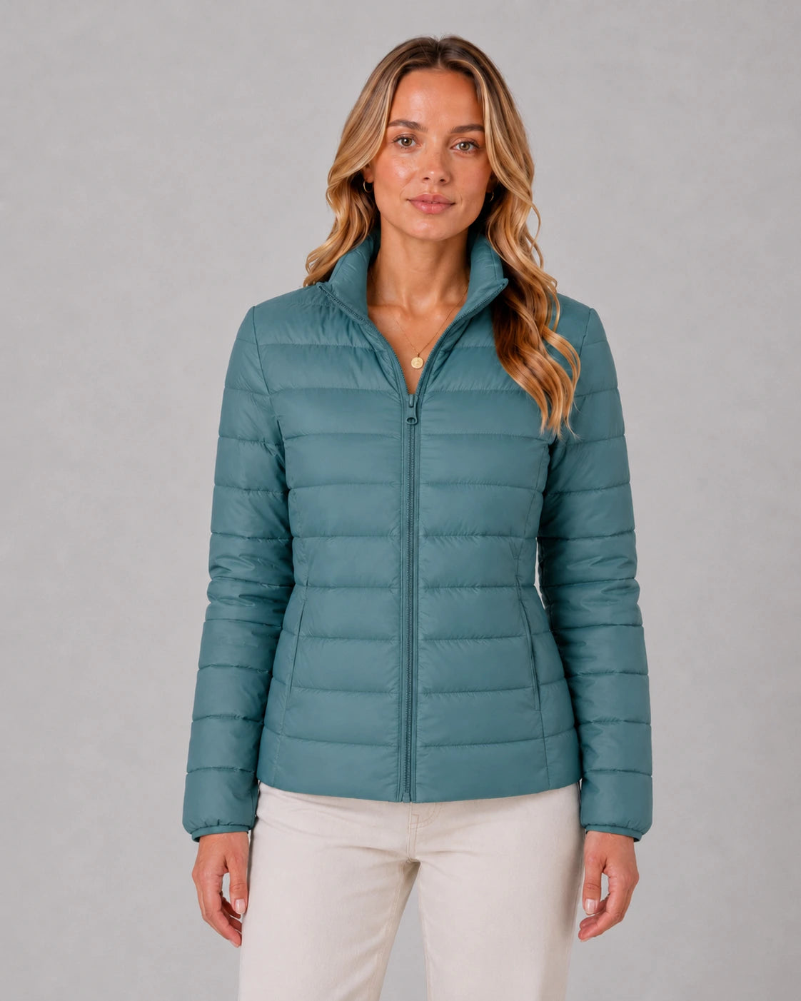 Vadderad pufferjacka för dam med ståkrage-Jacket for women-Fjallbarn