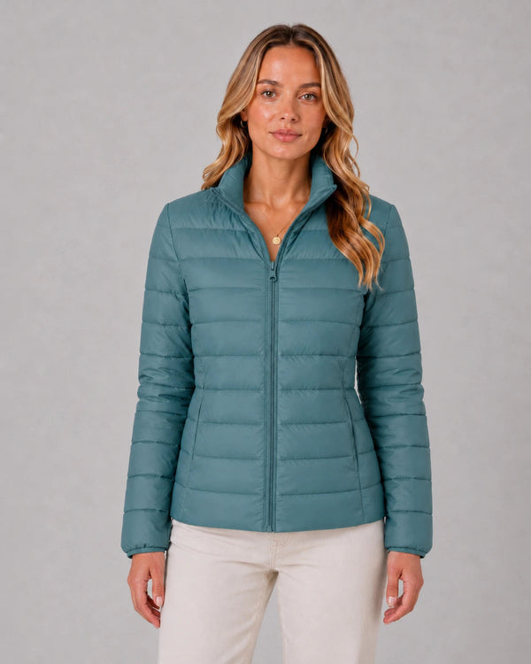 Vadderad pufferjacka för dam med ståkrage-Jacket for women-Fjallbarn