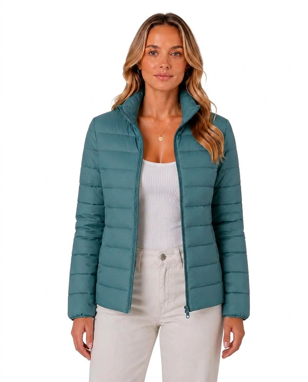 Vadderad pufferjacka för dam med ståkrage-Jacket for women-Fjallbarn