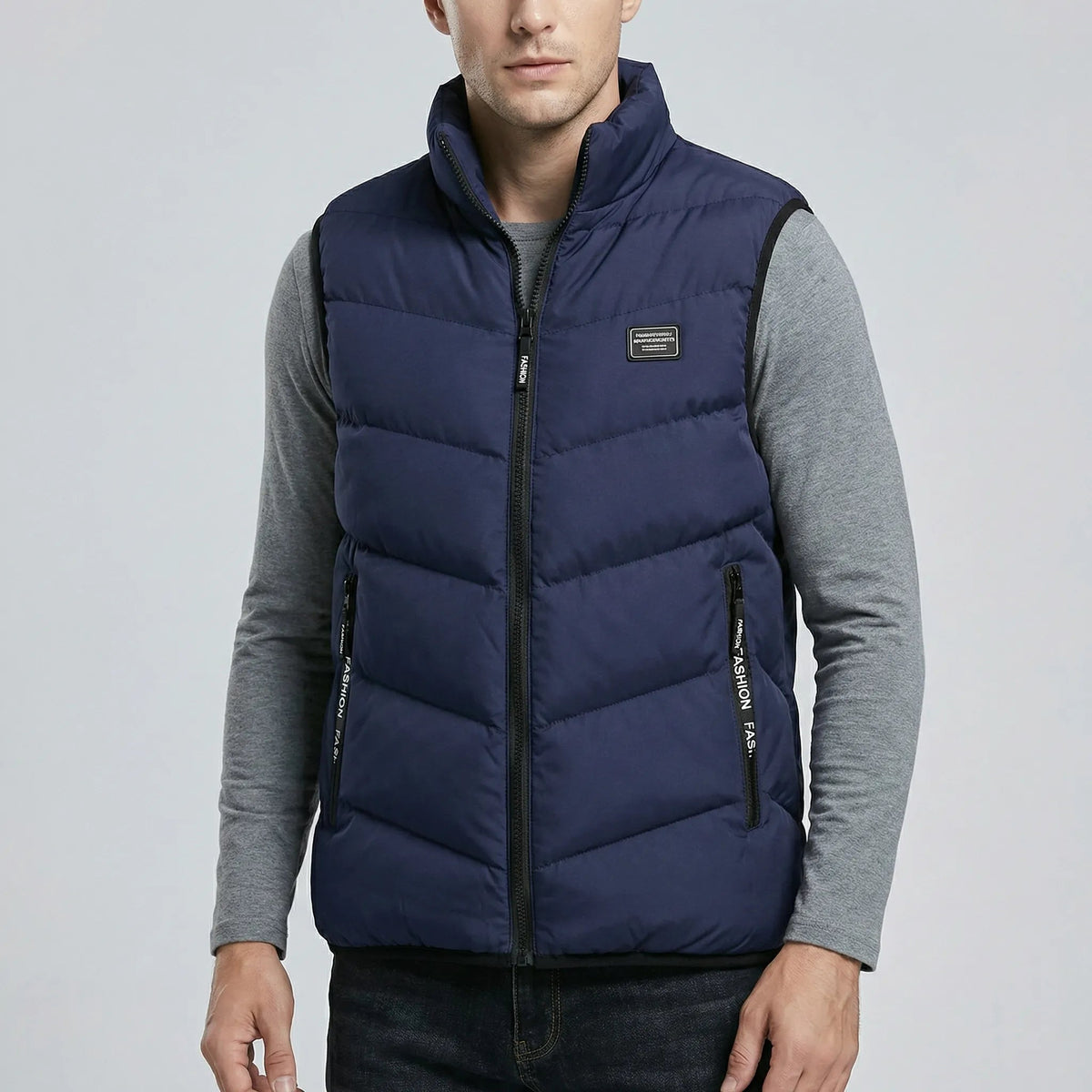 Vadderad väst för herrar med ståkrage och dragkedja-Vests for men-Fjallbarn