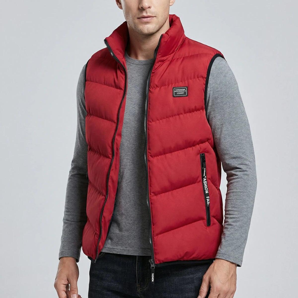 Vadderad väst för herrar med ståkrage och dragkedja-Vests for men-Fjallbarn
