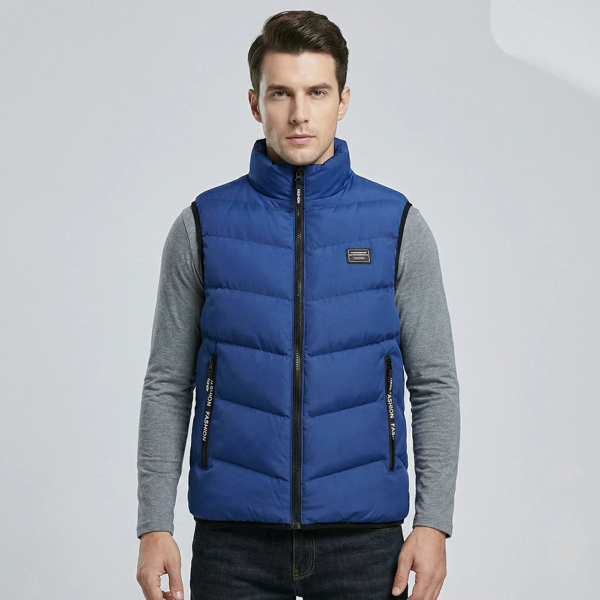 Vadderad väst för herrar med ståkrage och dragkedja-Vests for men-Fjallbarn