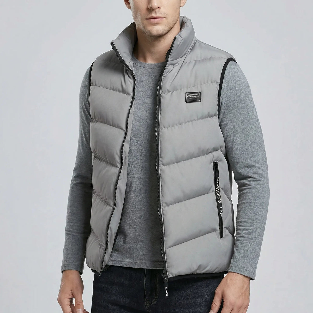 Vadderad väst för herrar med ståkrage och dragkedja-Vests for men-Fjallbarn