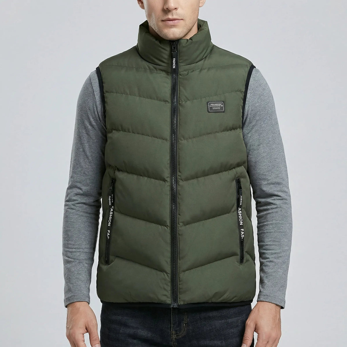 Vadderad väst för herrar med ståkrage och dragkedja-Vests for men-Fjallbarn