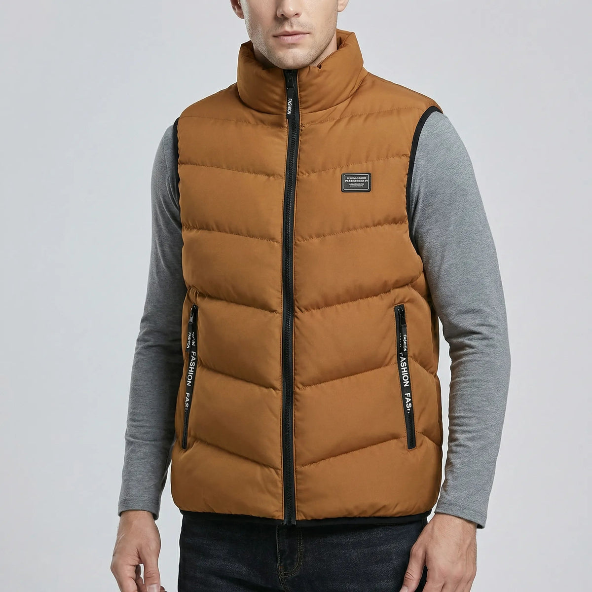 Vadderad väst för herrar med ståkrage och dragkedja-Vests for men-Fjallbarn