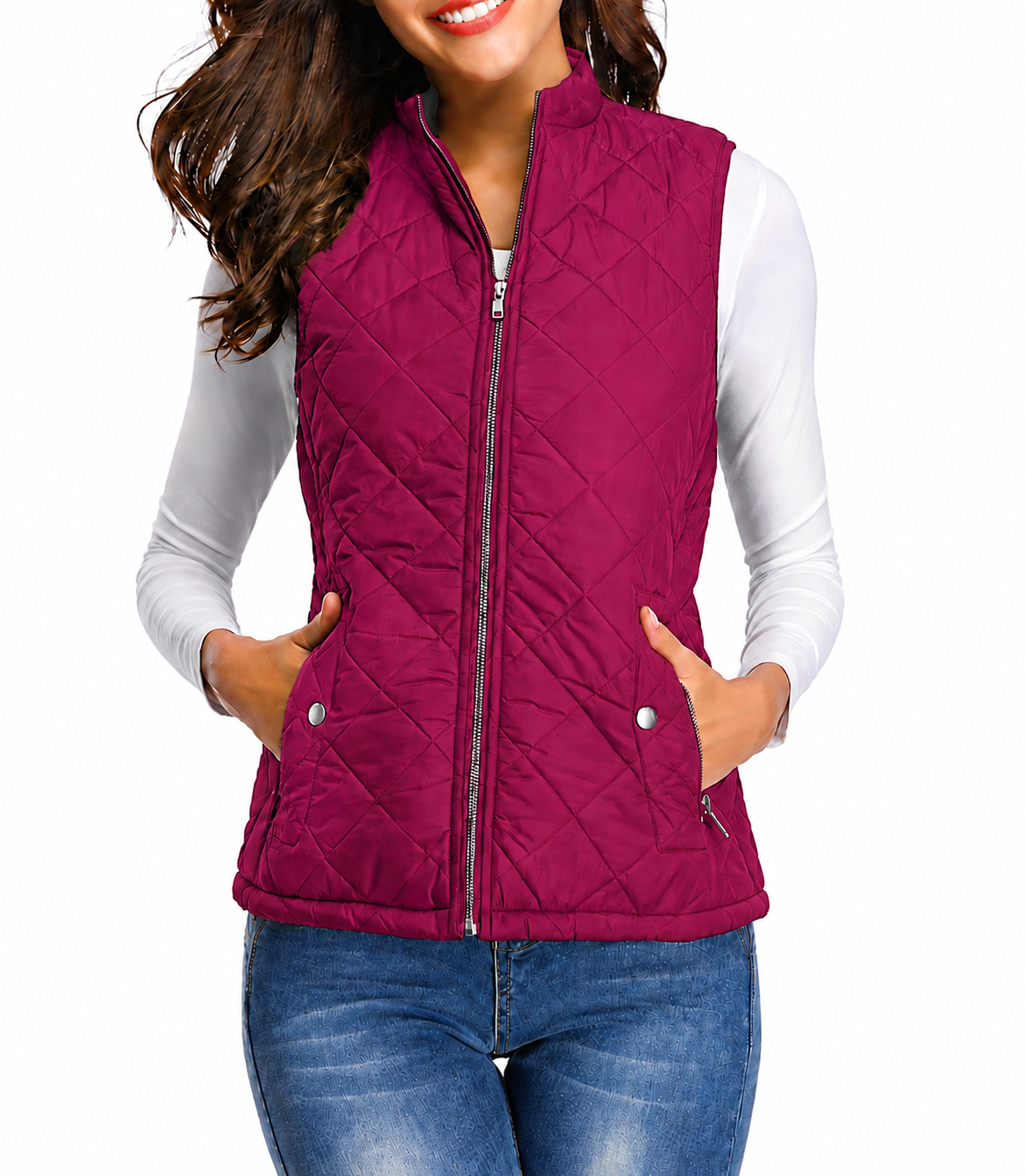 Vadderad väst med dragkedja för dam-Vest for women-Fjallbarn