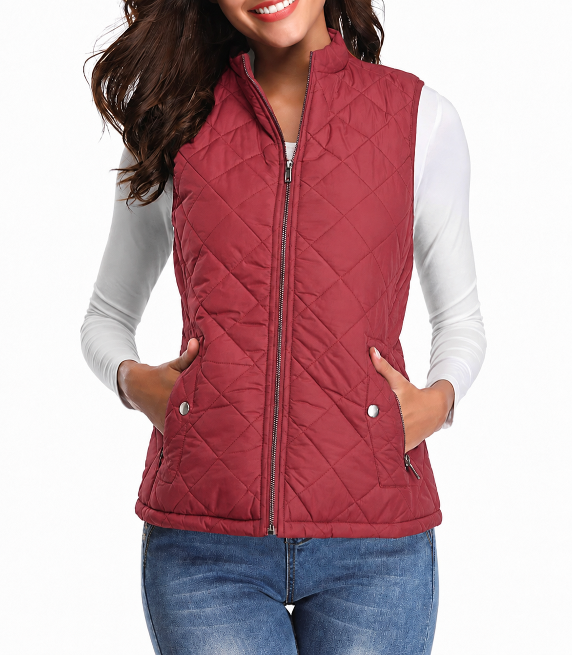 Vadderad väst med dragkedja för dam-Vest for women-Fjallbarn
