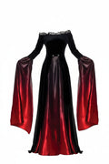 Vampire Queen Ombré-klänning med trumpetärm för dam-Halloween-Fjallbarn