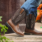 Västerländska cowboyboots för män med broderat skaft-Footwear for men-Fjallbarn