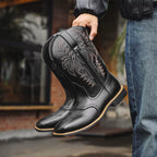 Västerländska cowboyboots för män med broderat skaft-Footwear for men-Fjallbarn