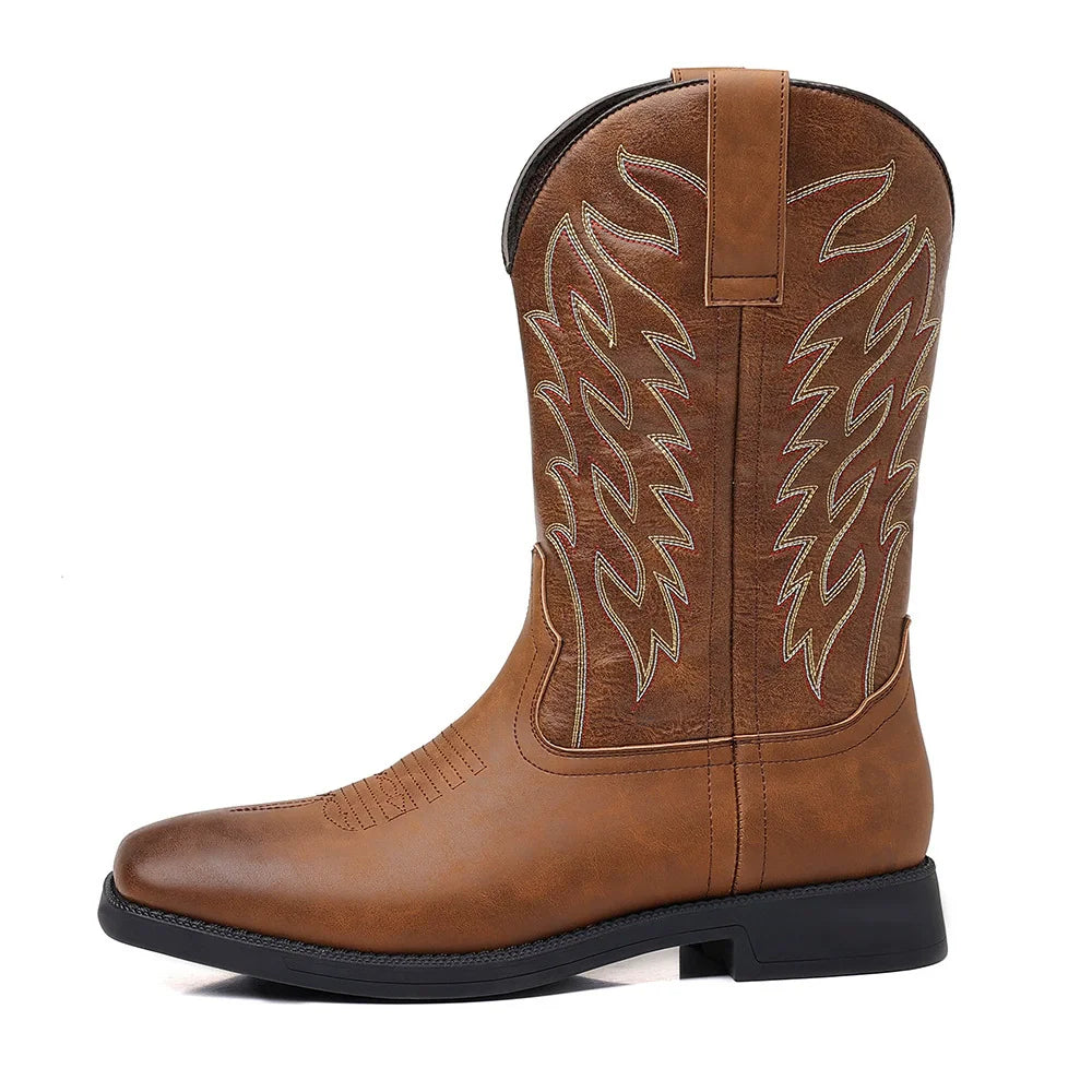Västerländska cowboyboots för män med broderat skaft-Footwear for men-Fjallbarn