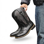 Västerländska cowboyboots för män med broderat skaft-Footwear for men-Fjallbarn
