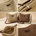 Vävd axelremsväska i halm för dam-Accessories for Women-Fjallbarn