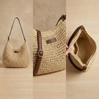 Vävd axelremsväska i halm för dam-Accessories for Women-Fjallbarn