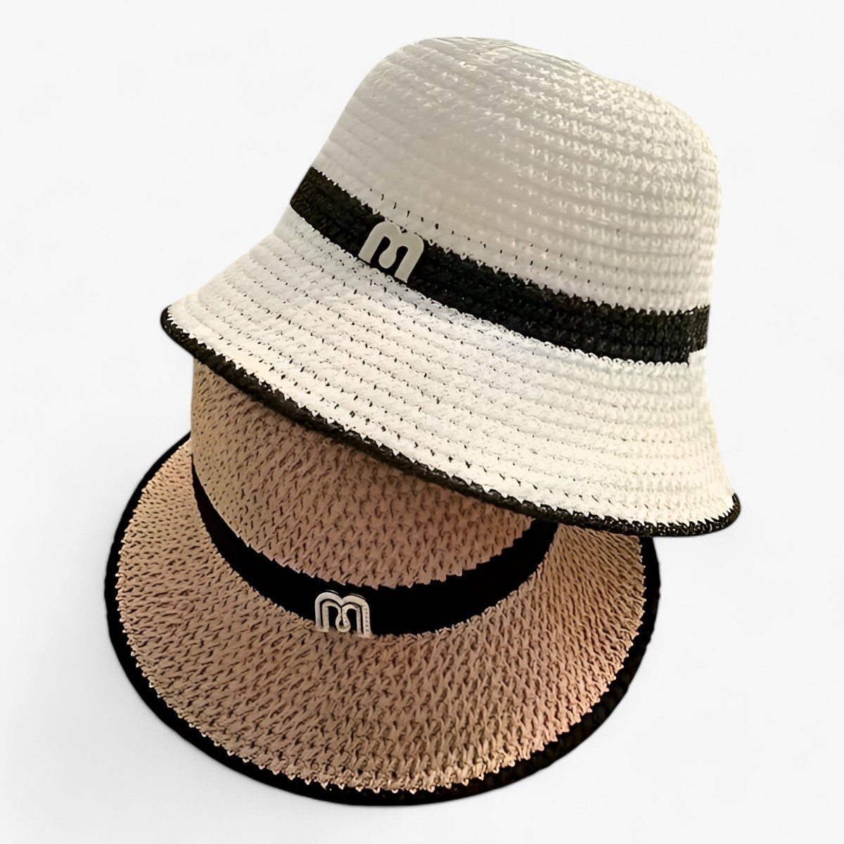 Vävd stråhatt för dam med logoband-Accessories for Women-Fjallbarn