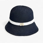 Vävd stråhatt för dam med logoband-Accessories for Women-Fjallbarn