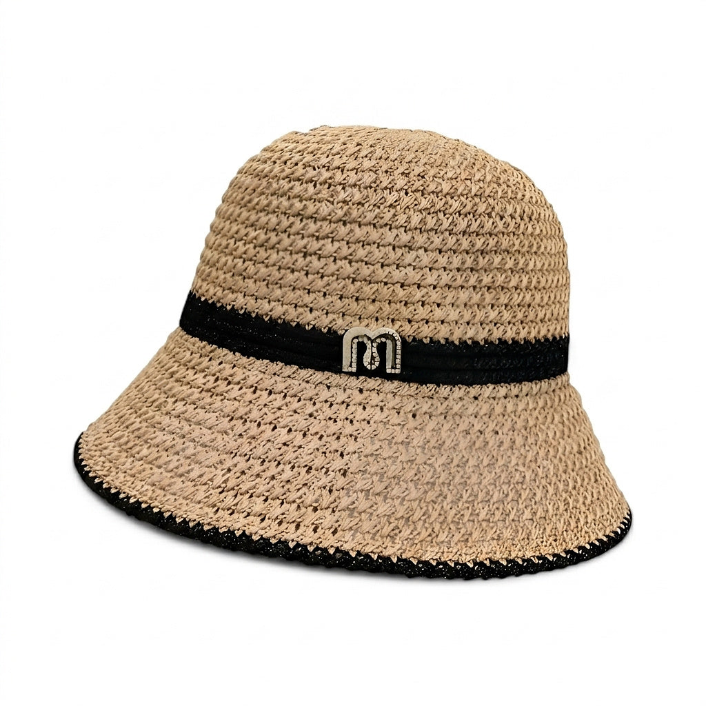 Vävd stråhatt för dam med logoband-Accessories for Women-Fjallbarn