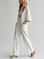 Vid jumpsuit för dam med rund halsringning-Jumpsuits for women-Fjallbarn